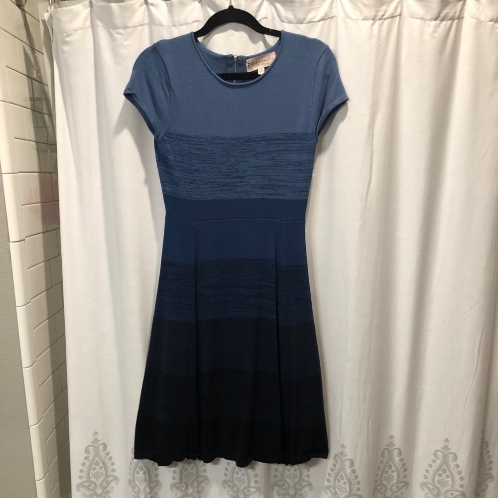 Blue Ombré Sweater Knit Dress